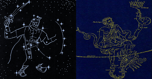 Két eltitkolt beavató csillagkép: az Orion és a Kígyótartó